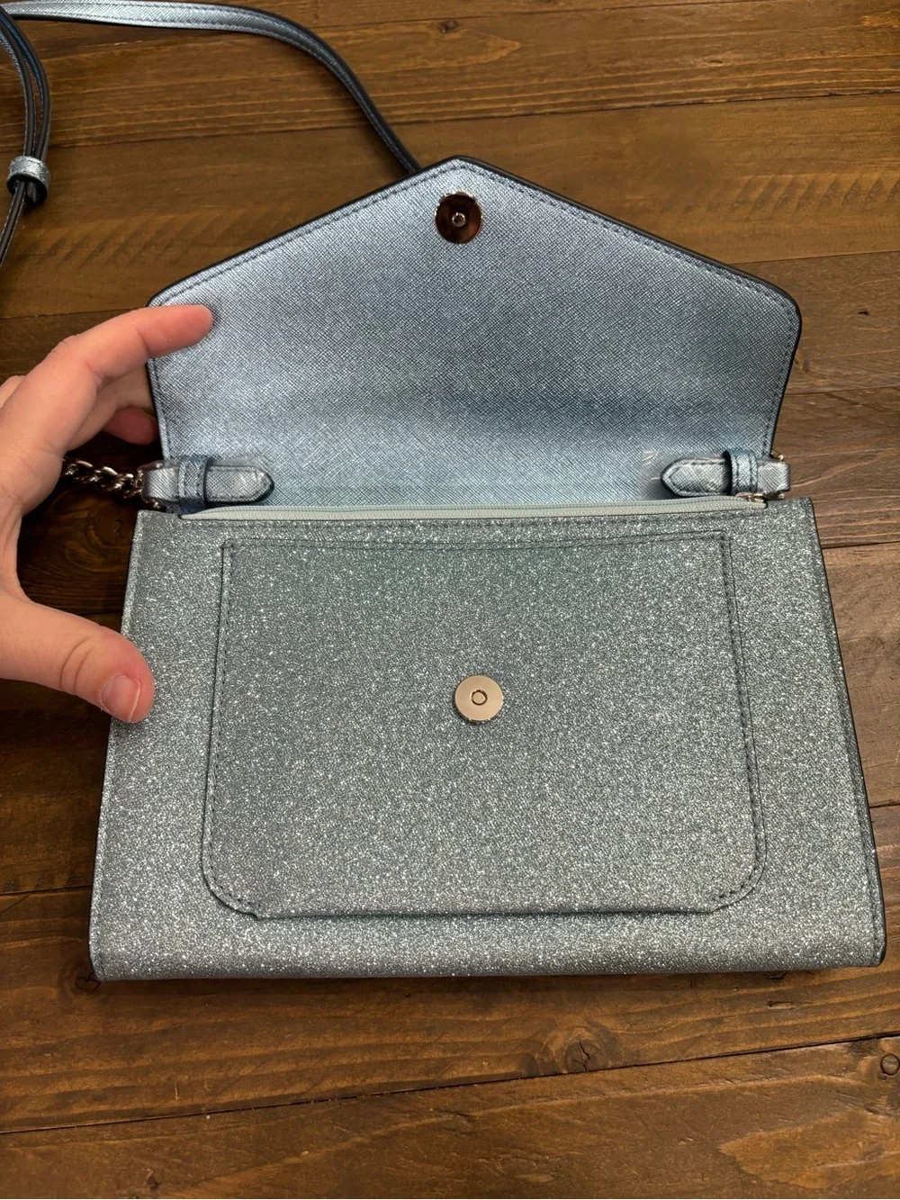 Kate Spade Glitter Flap Crossbody in Sparkling Blue
